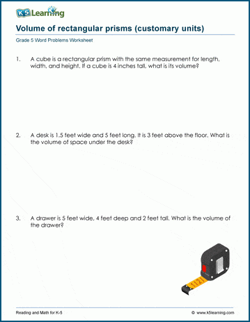 Grade 5 volume of rectangular prisms worksheets