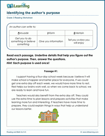 Author's purpose worksheet